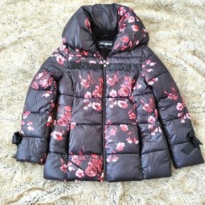 Karl Lagerfeld Paris Floral Print Puffer Jacket Size Small